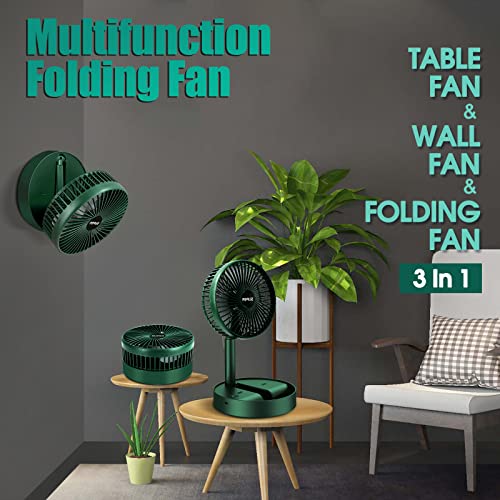 Maeshop Portable Table Fan 6.5 Inch 3 Speeds Wind Quiet 2000Mah Rechargeable Battery Powered Usb Desktop Folding Fan For Home Desk Outdoor Bedroom Office Trave (Green) #TOP1
