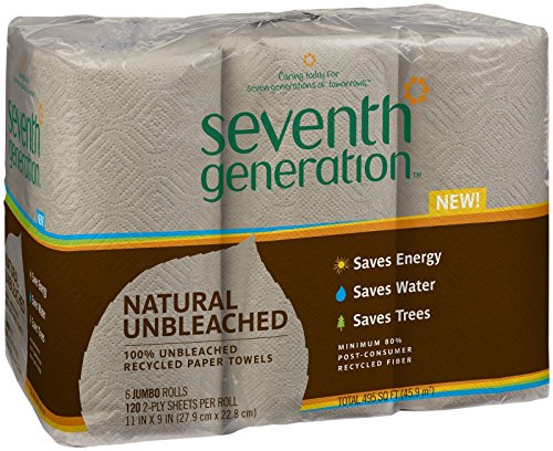Seventh Generation Paper Towels, Unbleached, Regular Roll - 6 Count (Pack of 1)