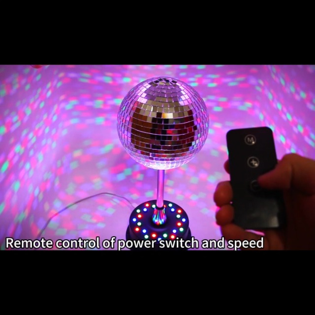 Image of Remote Control 6 Inch Rotating Mirrors Disco Ball Light with 5RPM-9RPM Adjustable Rotary Motor 24 RGB LED Mood Lights Great for Home Party Dance Holiday Christmas Decoration（USB /Battery Powered）
