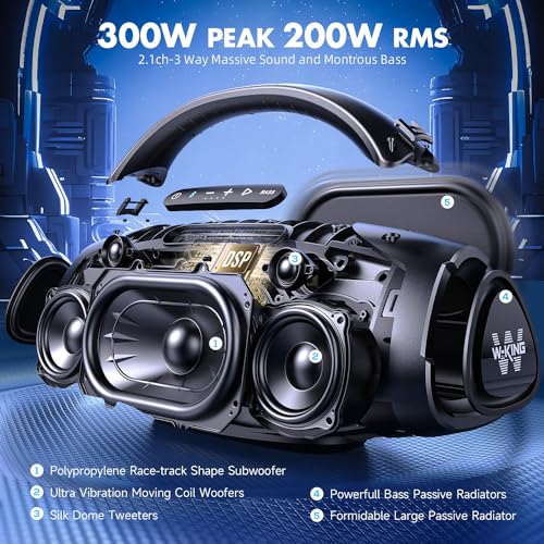 W-King 300W Peak 200W Rms Portable Bluetooth Speakers thumb #1