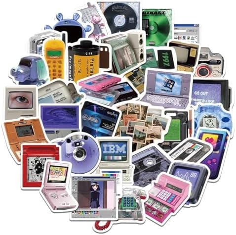 FRANKdesigns 50-Piece Retro Technology Sticker Pack Nostalgic Delight image 2