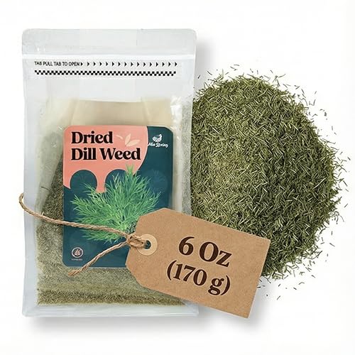 Miss Spring Dried Dill Weed Seasoning - Gluten Free, No Preservatives, Vegan, 100% Natural Dill Spice For Pickling, Seafood, Salads, Dressings - Resealable Freshness Pack - Pantry Herb 6 Oz (170 g)