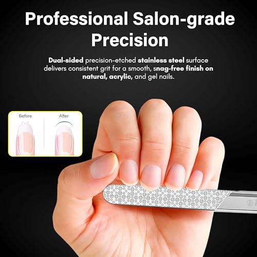 Image of Beaute Secrets Premium Stainless Steel Nail File with Protective Case | Professional Double-Sided Nail Filer for Smooth Shaping | Durable Metal Nail File for Manicure & Pedicure | For Women & Men