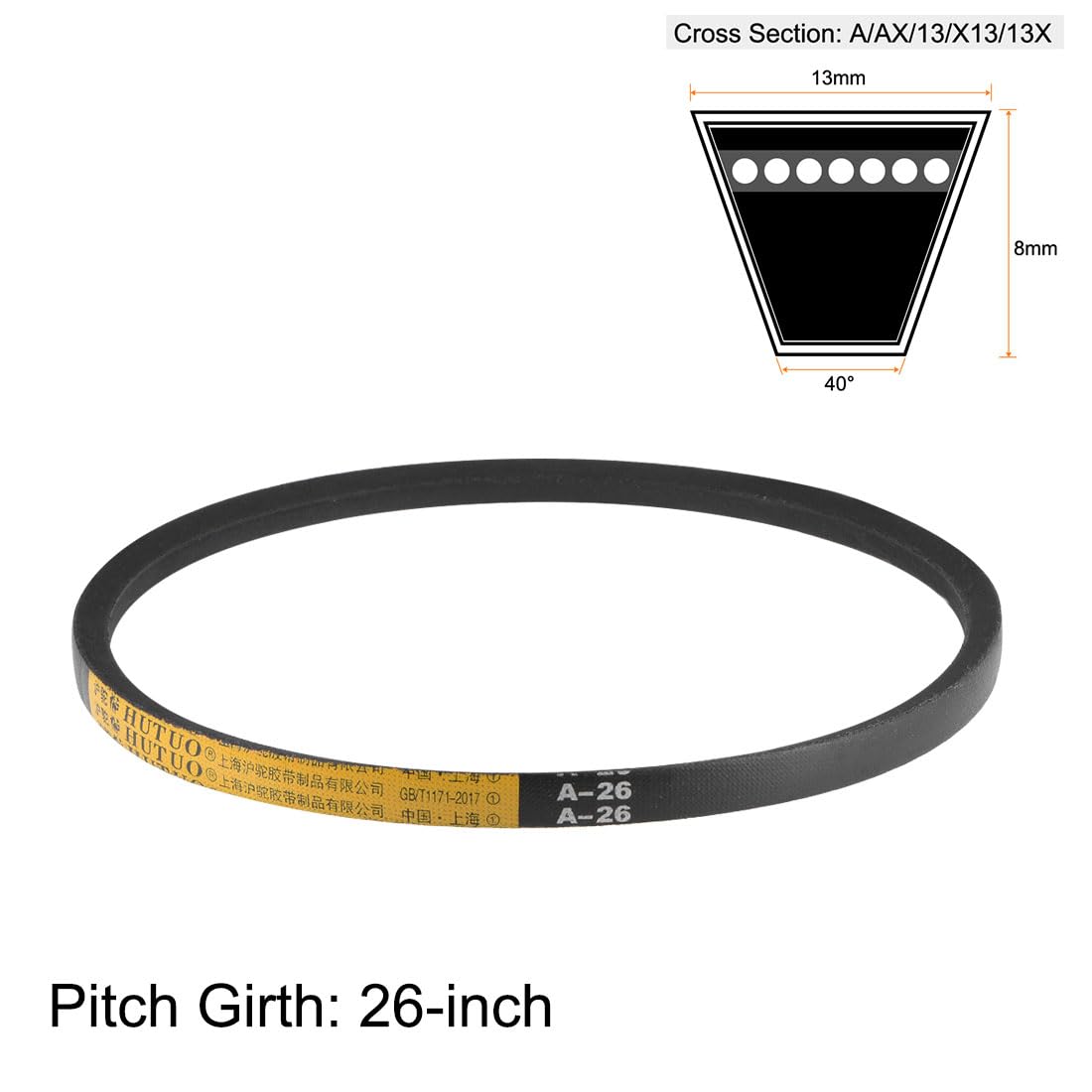 uxcell A26 Drive V-Belts 26" Lp, 13mm W, 8mm THK, JIS Standard 2pcs — Amazon image 2