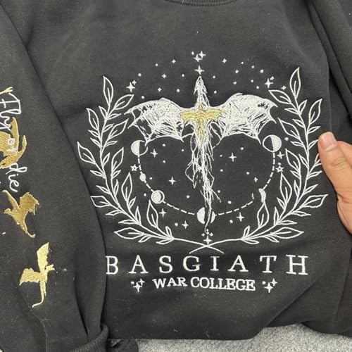 Embroidered Fourth Wing Sweatshirt - Embroidery 4th Wing Hoodie - Basgiath War College Dragon Rider Shirts - Gift for Fantasy Bookish T-shirt - Fly or Die Bookish Fantasy Gift for Women Men (Fourth Wing - 1, Black, S)3