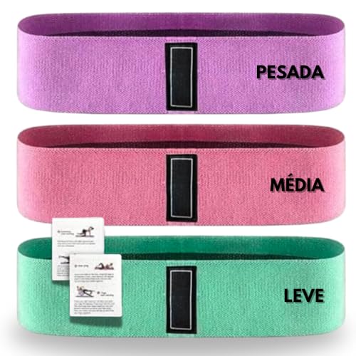 Kit 3 Faixas Elásticas para Treino, Musculação, Yoga, Pilates, Fu...