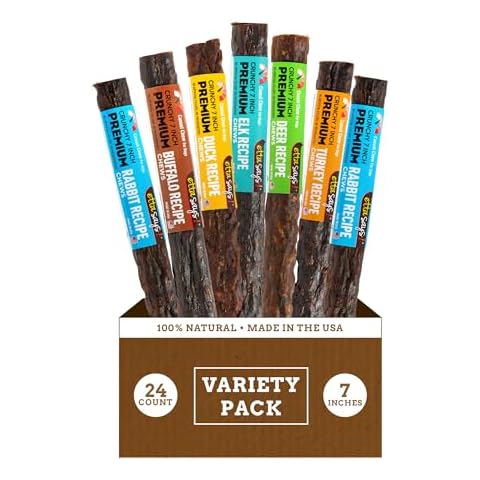 etta says! Premium Crunchy Dog Chews 7” Variety Pack - Grain-Free Dog Treats, Good for Teeth, Easy to Digest - Made in The USA (24 Count Pack of 1) Cover