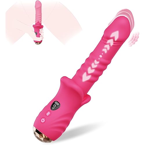 Thrusting Dildo Sex Toys for Women Play, Adult Toys Vibrator with 9 * 9 Thrust & Vibration Modes, Ergonomic Design Mouth Shaped Personal Massager with LED Display for G Spot, Anal Stimulation