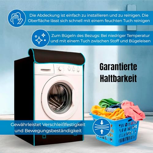 ELECTROHOGAR Waschmaschinenbezug Wasserdicht | Waschmaschinenabdeckung für Innen und Außen | Waschmaschinenüberzug mit Doppelter Reißverschluss, Regen- und Sonnenbeständig, Vollständiger Schutz