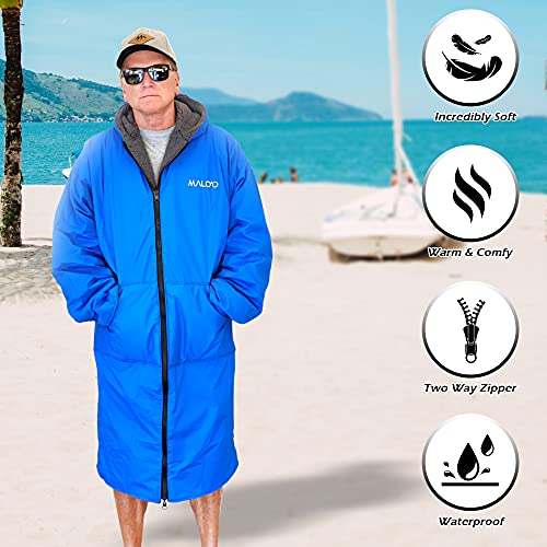 Malo'o Adult Long Sleeve Sherpa Lined Surf Parka-Waterproof and Windproof-Changing Robe - Swim Parka - 2 Sizes…4