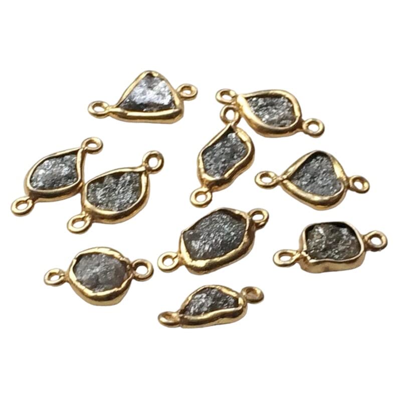 Connecteur diamant brut 12-16 mm en argent 925 pour création de bijoux artisanaux