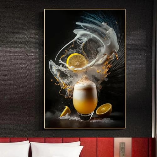 Affiche cocktail whisky impression sur toile déco murale bar pub 80x120cm sans cadre