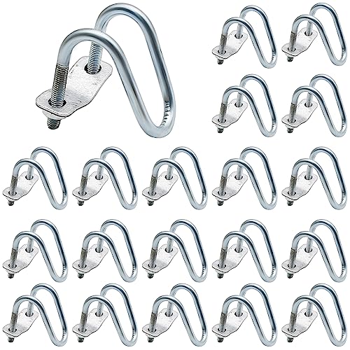 20 PCS Cross-Connector Vertical Pipe Clip, Tube Buckle Steel Pipe Connector Fixator, Pipe U-Type Clips for Farm, Greenhouse Awning Frame Top Rail Fence Scaffolding Piping, Max Clampable Tube Dia 1\"