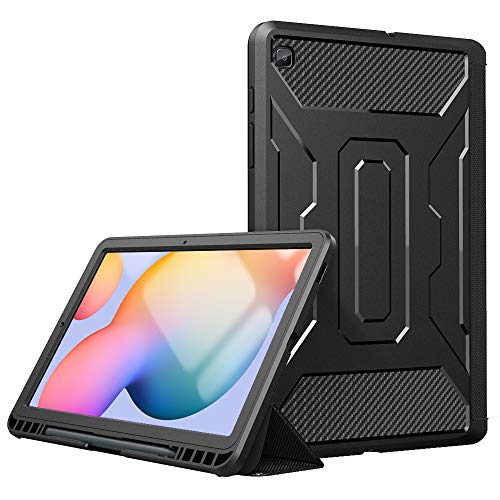 TiMOVO Case for All-New Samsung Galaxy Tab S6 Lite 10.4 Inch 2020 (SM-P610/P615), [Built-in Screen Protector] Slim Trifold Cover with Pen Holder & Auto Sleep/Wake Fit Galaxy Tab S6 Lite - Black