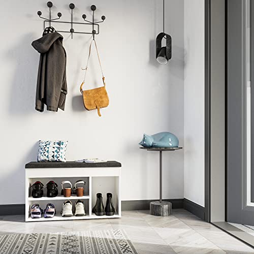 KOMTO Szafka na Buty z Siedziskiem – Ławka na Obuwie do Przedpokoju, Siedzisko z Polka 80 × 48 × 32 cm