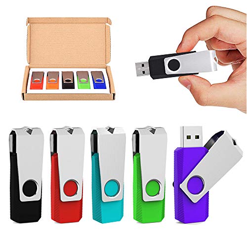 Aiibe 5 Pack 16Gb Usb Flash Drive 16 Gb Flash Drive Usb 2.0 Thumb Drive Pack Reliable Flash Disk Memory Stick Usb Drives With Led Light (16G, 5 Colors: Black Red Cyan Green Purple) #TOP6