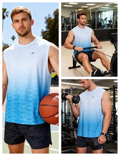 Image of EZRUN Men's Workout Sleeveless Shirts Quick Dry Muscle Swim Shirt Gym Fitness Running Beach Tank Tops