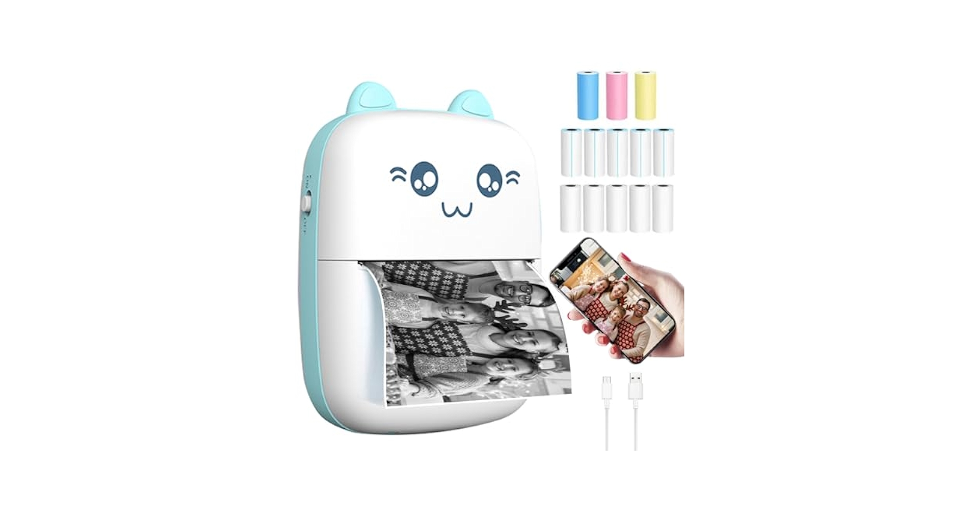 未使用品！ポータブルミニプリンター　セット Amazon.co.jp: ミニプリンター ポータブル小型プリンター 小型