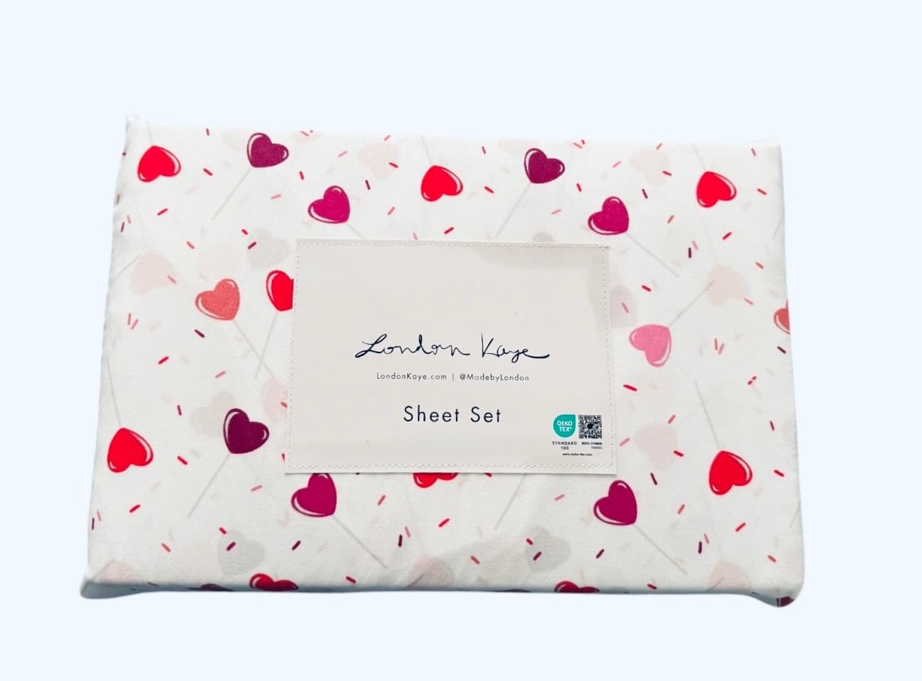 London Kaye Valentine's Day Sheet Set (Kisses & Hearts, Queen)
