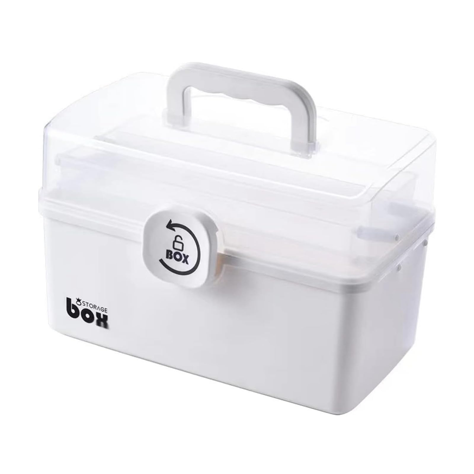 AouiSton Medicine Box, 2 Tier Medicine Organizer Box, Medicine Organizer, Portable Medicine Box, for Home and Outdoor (Cream)
