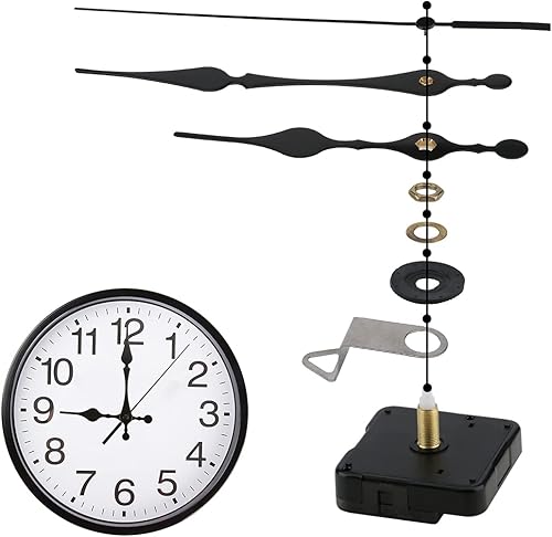 Miniatura 4 de Repuesto de mecanismo de reloj, paquete de 4 manecillas de reloj y kit de motor, kit de piezas de reparación de movimiento del reloj con 7