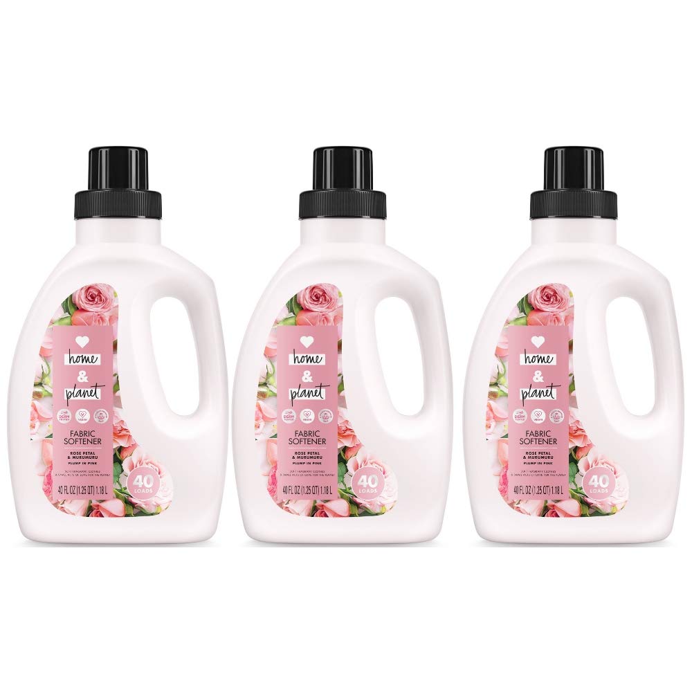 Love Home and Planet Laundry Supplies (Rose Petal & Murumuru Fabric Softener, 3 Pack)