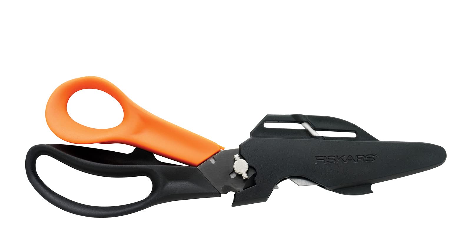 Fiskars Geflügelschere, Gesamtlänge: 25 cm, Qualitätsstahl/Kunststoff, Functional Form, 1003033 & Mehrzweckschere mit trennbaren Klingen, 23 cm, Titaniumbeschichtung, Schwarz/Orange, Cuts + More
