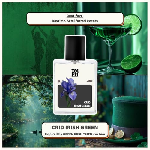 Image of TMPerfumehouseCRID irish green EDP for Men | Fresh, Green & Long Lasting Perfume Spray | Citrus, Ozonic & powdery Fragrance | Luxury Gift for Him | TMPH | 50ml