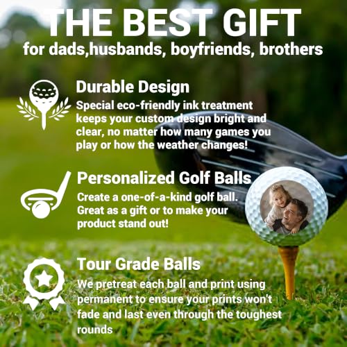 Image of Personalized Golf Gifts for Men, Custom Text or Logo Golf Ball, Golf Lovers | Fuuny Golfballs, Customized Gift for Christmas, Wedding, Golfers, Dads, Boyfriend, Groomsmen, Retirement
