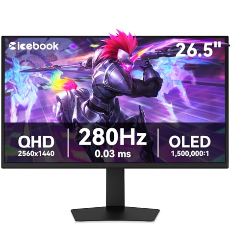 Image of 27 inch OLED Computer Monitor, 280Hz Gaming Monitor, 2K(2560 * 1440px) Adjustable Height & Tilt Monitor, OLED Panel, HDMI 2.1 * 2, DisplayPort 1.4 * 2