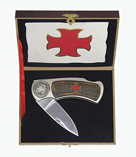 Trends & more Taschenmesser Jagdmesser Klappmesser Templerkreuz Messer Kreuz in Holz