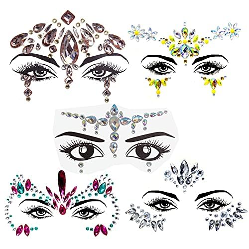 Xiang Ru フェイスステッカー アイステッカー アイメイク ボディシール タトゥーシール 髪飾り ヘアアクセサリー 顔 3D キラキラシール コスチューム 宝石 長持ち ラインストーン 貼り付け簡単 仮装パーティー ハロウィン コスプレ きれい