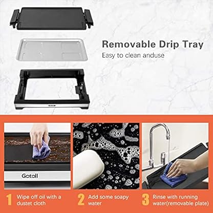 Gotoll Elektrischer Tischgrill, Elektrogrill antihaftbeschichtet Grillplatte, raucharmer Indoor BBQ Grill, abnehmbarer… – Bild 8