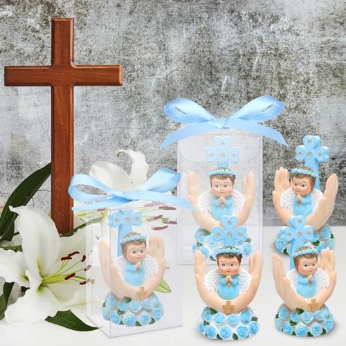 Set 24 figuras bebé Ángel bautizo en resina azul miniatura 5