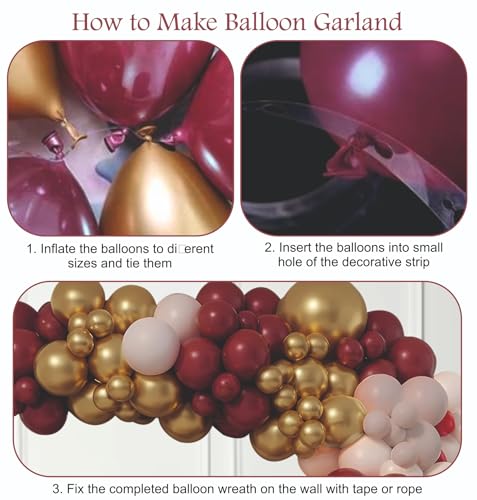 Image of Happy Birthday Balloons Decoration Kit - 57 Pcs Burgundy Maroon Balloon Garland Set for Birthday Decoration | Birthday Party Decoration Set for Celebrations for Kids & Adults