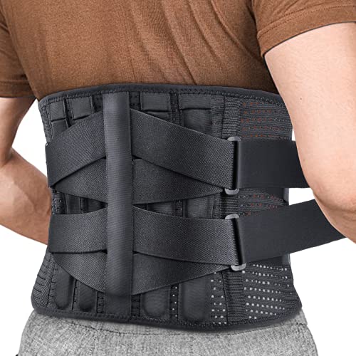 Back Brace for Lower Back Pain - 2021 Upgrade Back Lumbar Support Belt for Men Lower Back Pain Relief, Herniated Disc, Sciatica, Scoliosis, 360Â° Max Support with Removal Steel Stays for Women & Men