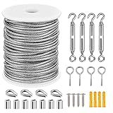 🥁【Material de alta calidad】Hecho de acero inoxidable 304,tiene buena resistencia a la corrosión y al óxido; La funda robusta y resistente con hebilla de engarzado de aluminio se puede utilizar durante mucho tiempo.El cable aislado recubierto de PVC de superficie lisa evita que el cable se oxide, lo que hace que dure mucho y sea más seguro.