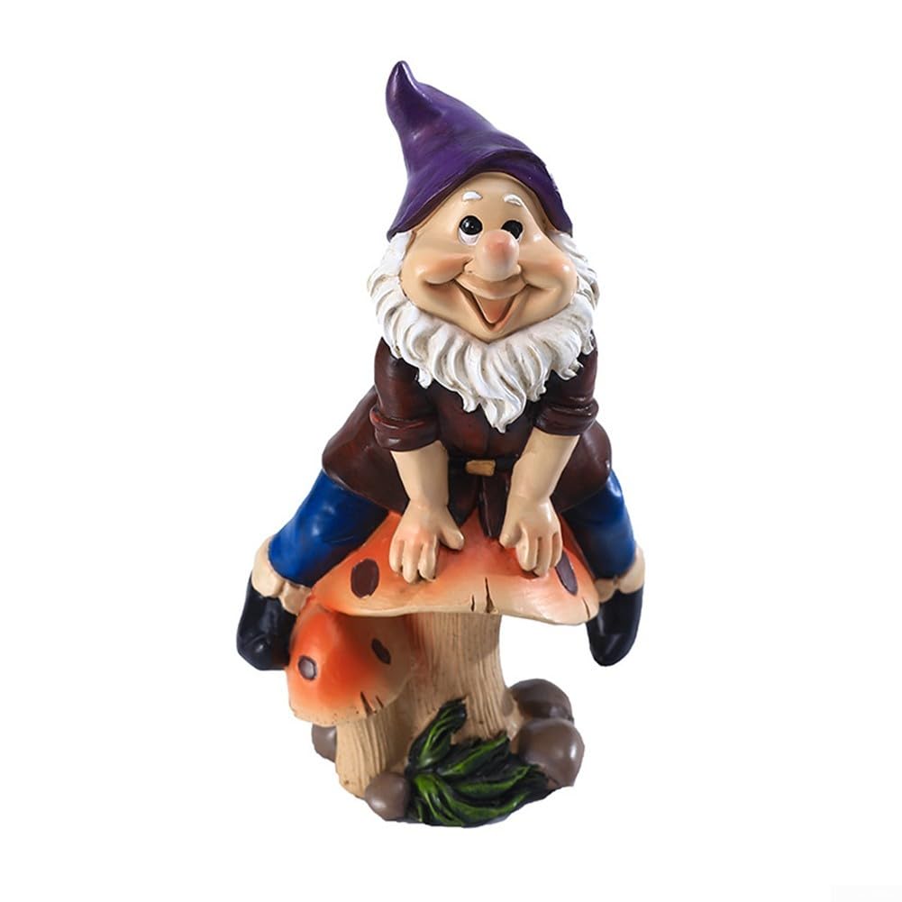 Nain de jardin champignon en résine 15x9x26 cm pour décoration extérieure