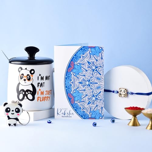 Image of To The Nines Rakhi Gift Set for Brother Gift Combo - Rakhi With Mug, Tilak Material and Greeting Card