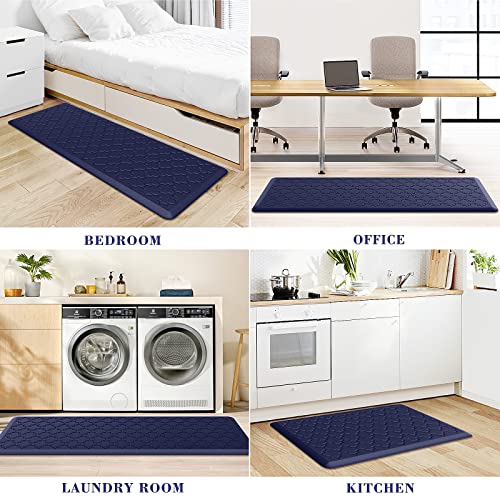 Image of Kitchen Mat [2 PCS] Cushioned Anti-Fatigue Floor Mat Water Resistant Non-Skid Kitchen Mats and Rugs Ergonomic Comfort Foam Kitchen Rugs Standing Mat for Kitchen Floor Office Sink Laundry(Blue)