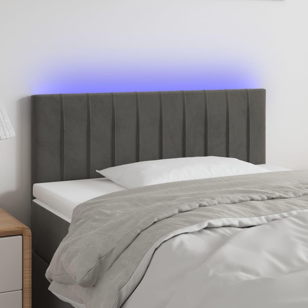 vidaXL Cabecero con Luces LED Cabecero de Cama Cabezal Tapizado para Cama Individual Mueble Dormitorio Interior Terciopelo Gris Oscuro 80x5x78/88 cm