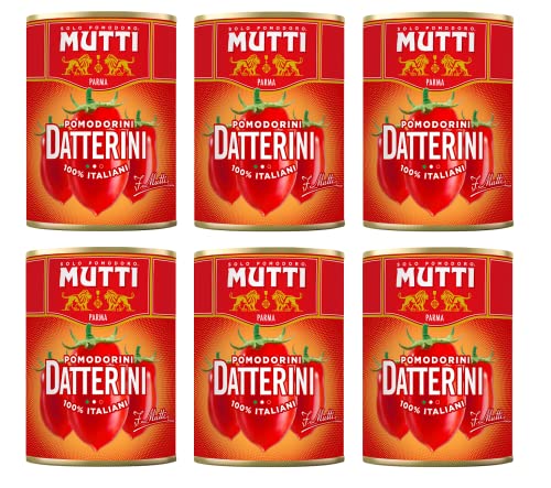 Mutti Pomodorini Datterini Datterini - 6 tomates cherry (sabor dulce, forma alargada, salsa italiana, tomates, 400 g)