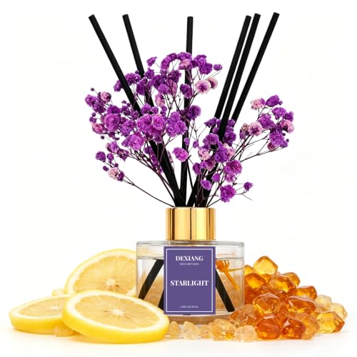 Reed Diffuser Set,3.38 fl oz (100 ml) - Starlight Oil Diffusers with 6 Reed Sticks for Bathroom Shelf Decor
