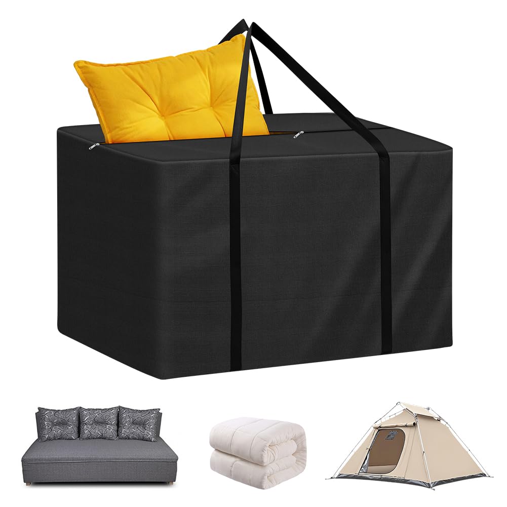 AOOWU Garden Furniture Cushion Storage Bag, 80x80x60cm Waterproof Anti-UV Heavy Duty Rip Proof Oxford Fabric Christmas Tree Storage Bag, Outdoor Garden Patio Cushion Cover Bags with Handle and Zipper