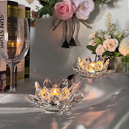 Kolnlala CH003 Crystal Lotus Flower Tealight Candle Holders/Glass Tea Light Candlestick Decor Decoration For Christmas Home Wedding Party (Clean 1Pc)… thumb #5