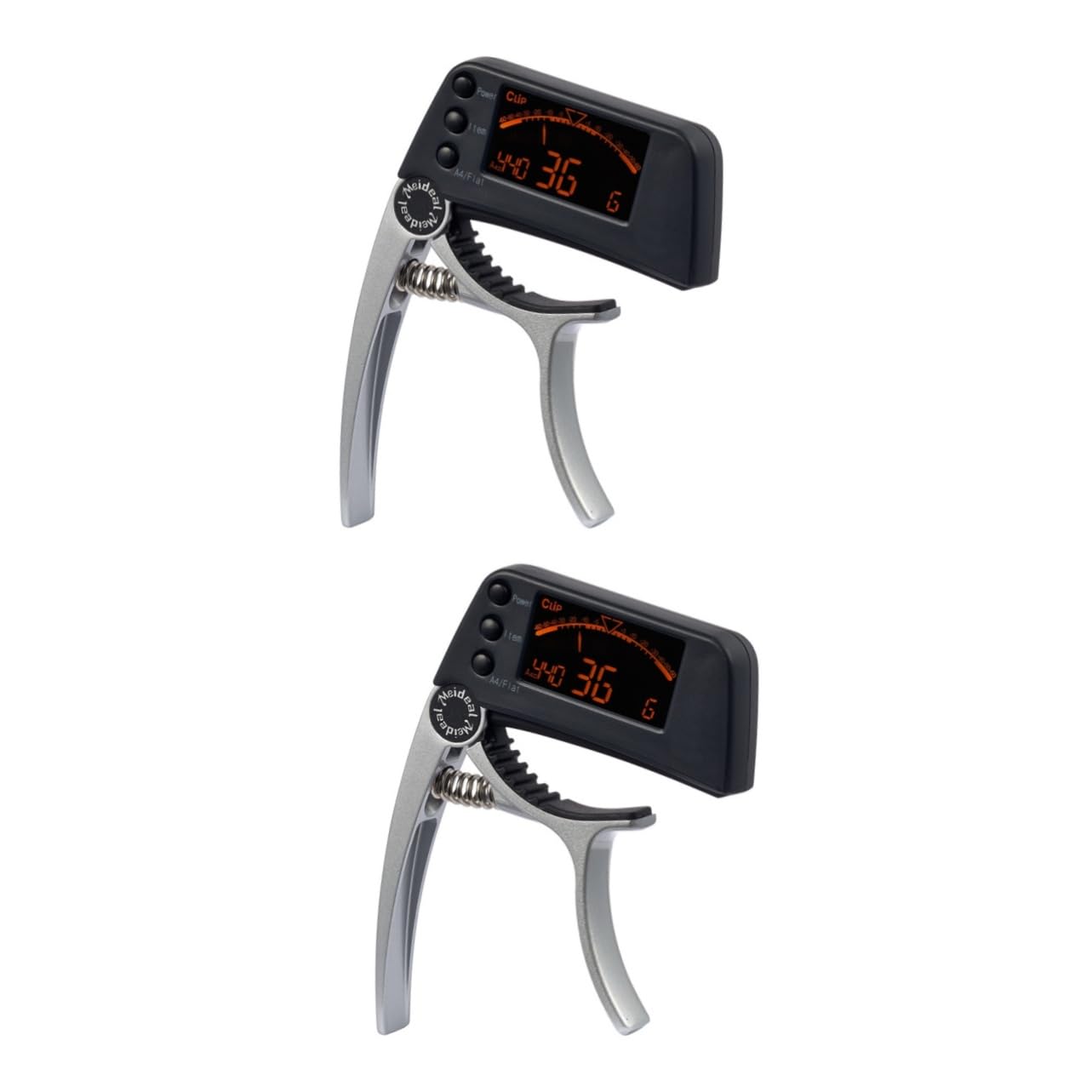 Toyvian 2stücke Elektronisches Stimmgerät Und Kapodaster Für Gitarre Ukulele Banjo Präziser Tuner Mit Lcd-display Und Analoger Anzeige Silber Hochsensibel Geeignet Für Akustik