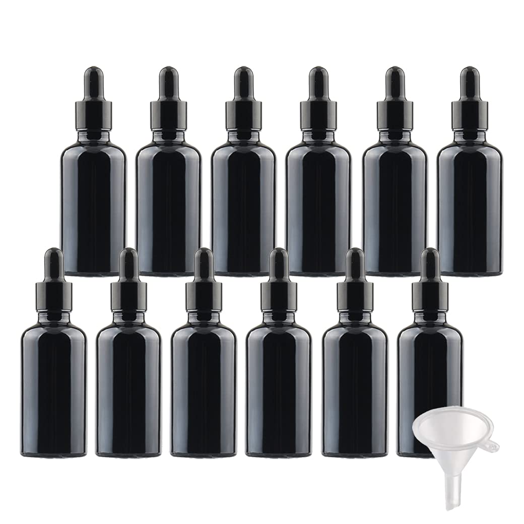 24 Piezas Negro Frasco Cuentagotas Cristal 50ml, Botellas Cuentagotas Vacío con Pipeta de Vidrio Negro, para Fragancias de Arorapia de Aceites Esenciales, Masaje, Viaje