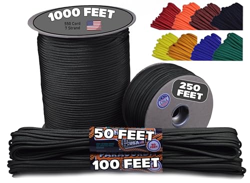 BORED? PARACORD! 550 lb Paracord - Ideal for Crafting, Camping, DIY Projects, Active & Military Outdoors - Strong Survival Rope - Tactical Parachute Cord Type III - Olive Drab Green 100 Feet