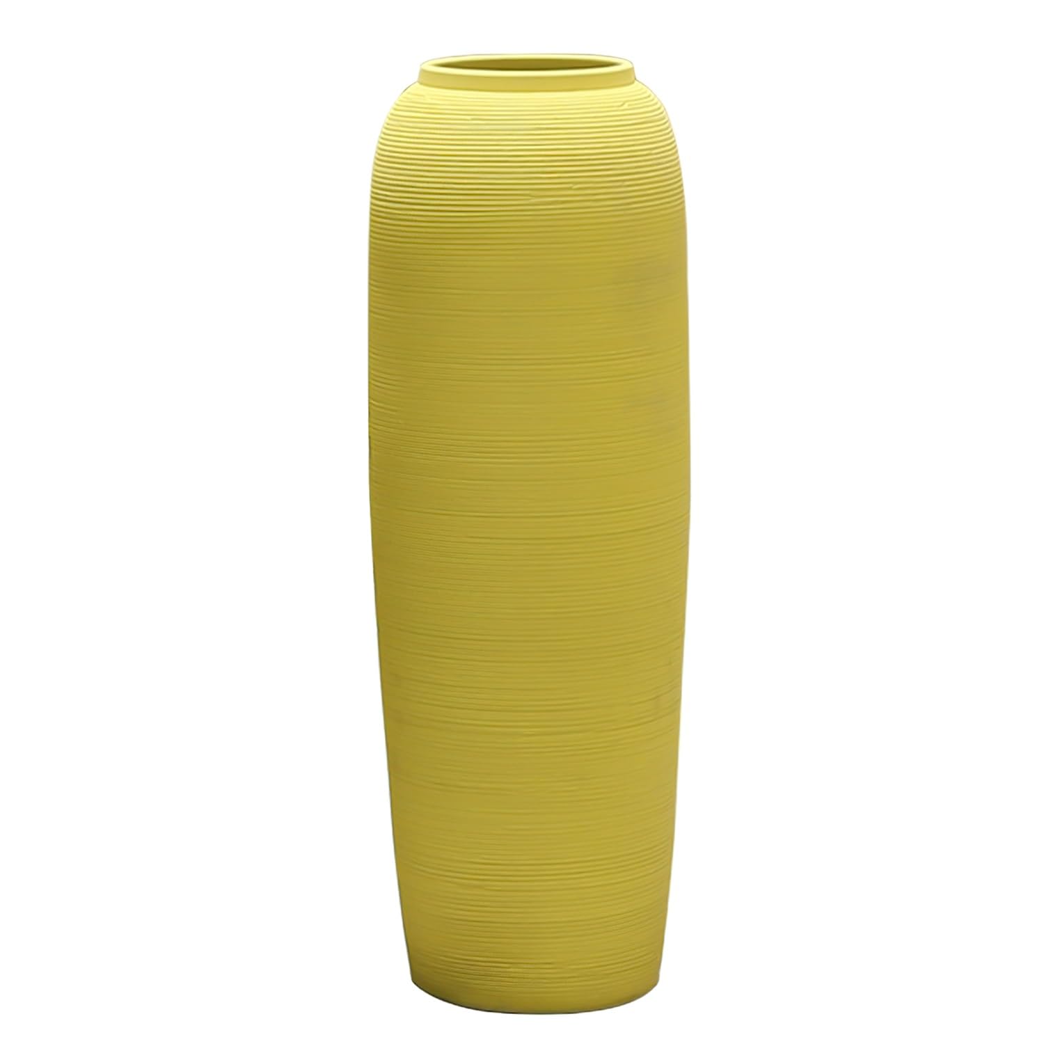 asdchZen Tall Floor Vase, 23.6 Inches/60Cm Farmhouse Flower Vase, Large Floor Ceramic Vase For Office, Home, Kitchen, Living Room, Decorative Branches And Dried Flowers,Yellow-18x60cm