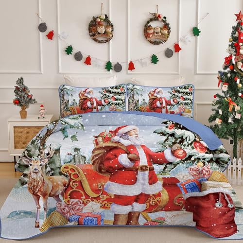 WONGS BEDDING Tagesdecke 220x240 Weihnachts Bettüberwurf Steppdecke...